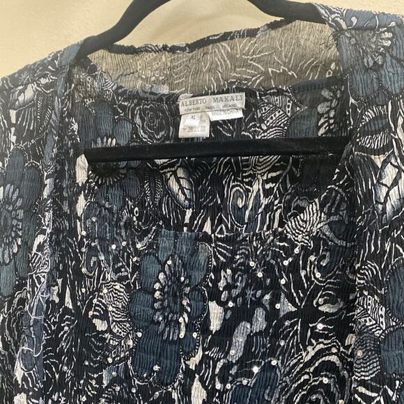 Alberto Makali women’s XL Black and White floral print 2 piece set top - Picture 3 of 4